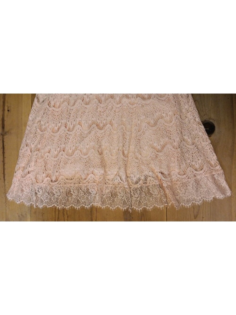 Reba Midi Dress Womens XL Pink Crochet Floral Lace V Neck Rhinestone Pullover - Picture 9 of 12